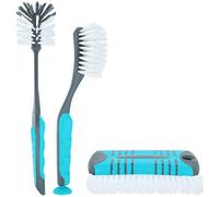 com-four® - Lot de 3 brosses à Vaisselle et brosses à récurer - Brosse à Vaisselle avec Ventouse - Brosse à récurer Ronde pour Vaisselle