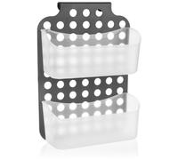 com-four® Panier de douche avec 2 compartiments, support de gel douche | paniers suspendus réglables en hauteur - étagère de douche - étagère de douche flexible à suspendre