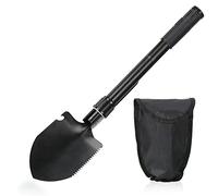 COM-FOUR® Pelle Pliante avec Manche Long - Mini Pelle Pliante avec Manche allongé pour Un Meilleur Effet de Levier - Pelle avec décapsuleur, Petite scie et pioche