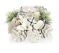 COM-FOUR® Photophore - bougeoir décoratif pour Noël et l'automne - bougeoir avec des matériaux naturels - Artisanat