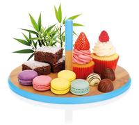 com-four® Plateau en Bambou avec poignée Centrale - Plateau Rond Ø 33 cm - Planche de Service pour apéritifs, Tapas, Fromage, pâtisseries et gâteaux - Assiette décorative colorée