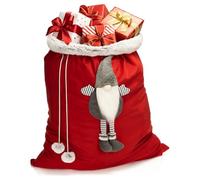 COM-FOUR® Premium XL Sac de Noël - Sac cadeau rouge à remplir - Sac de Noël avec pompons et nains comme décoration et superbe emballage cadeau