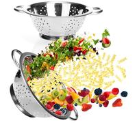 COM-FOUR® Tamis de cuisine en acier inoxydable 2x - tamis à pâtes classique - passoire ronde pour laver les fruits, les légumes et les salades