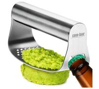 COM-FOUR® Ustensile de cuisine en acier inoxydable - presse avec décapsuleur - pour hacher le gingembre, l'avocat, les pommes de terre, les fruits et la pâte - presse à purée