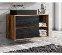 COMAD Ensemble Meuble sous-Vasque + Vasque - 100 Cm - Hampton Concrete