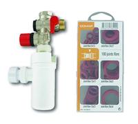 COMAP Groupe de sécurité 889 3/4" (20x27) droit NF avec siphon d'évacuation & Coffret de 100 Joints fibre pour eau chaude/froide