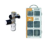 COMAP Groupe de sécurité 889 siège Inox droit pour chauffe eau, cumulus - 20x27 ou 3/4" - R110007001 & Coffret de 100 joints caoutchouc pour sanitaire