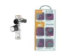 COMAP Groupe de sécurité 889 siège Inox droit pour chauffe eau, cumulus - 20x27 ou 3/4" - R110007001, Gris & Coffret de 100 Joints fibre pour eau chaude/froide