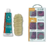 Comap S102104 Kit de Etanchéité pâte à joint 50 ml avec bobine de filasse 40 g & Coffret de 100 Joints fibre pour eau chaude/froide