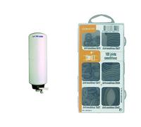 COMAP Trombe AR 2001 avec robinet d'arrêt et clapet anti-retour - Mécanisme de chasse d'eau hydropneumatique pour WC/Toilettes - 2982001 & Coffret de 100 joints caoutchouc pour sanitaire