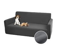 Comart - Housse de canapé Brillante élastique avec accoudoirs - Anti-Rayures - Lavable en Machine - Antidérapant - Gris - Canapé 3 Places