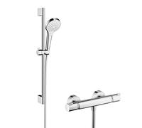 Hansgrohe Ecostat ensemble de douche mural avec thermostat chrome-blanc 27013400