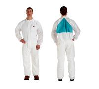 Combinaison 3M 4520CS, type 5/6 - blanc/vert, taille L sans cagoule robuste, perméable à la vapeur d'eau, antistatique, fermeture à glissière pouvant être recouverte, matériau SMMMS, ne peluche pas, p