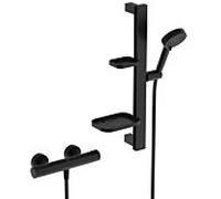 Combinaison de douche Ideal Standard Alu+ Eco Ceratherm BE228XG avec thermostat, barre de douche de 60 cm, douchette 2F, 6 l, noir soie