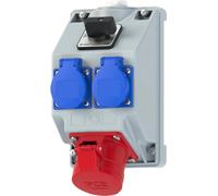 Combinaison de prises murales Elso, CEE 16A 5p, 2x SSD nat., interrupteur 0/1, IP44, 1 pièce.