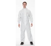 Combinaison de protection 3M 4540+, blanc+bleu, type 5/6, taille M, robuste, ne peluche pas, coutures renforcées, matériel SMMMS, respirant, fermeture éclair détachable, manchettes tricotées x1 morcea