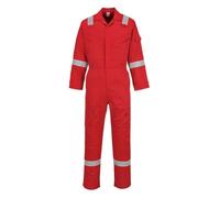 Portwest C814 Combinaison coton Iona Tissu Absorbant L'humidité Poche Mètre | Rouge, S, UPF 40+, EN 17353, Bande Réfléchissante, Zip à Double Curseur, Soufflet D'aisance, Coupe Standard, Dos D'aisance