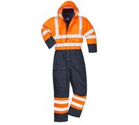 Combinaison haute visibilité matelassée Imperméable Portwest contrast Orange / Marine M
