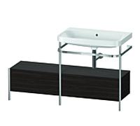 Duravit Happy D.2 Plus combinaison lavabo pour meuble HP4857N6969 140x49cm, avec console en métal, sans trou pour robinetterie, noyer brossé