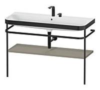 Duravit Happy D.2 Plus combinaison lavabo pour meuble HP4739E92920000 117,5x49cm, avec console en métal, 2 trous pour robinetterie, finition satinée gris pierre