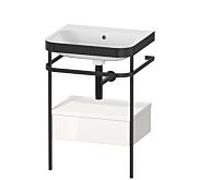 Duravit Happy D.2 Plus combinaison lavabo pour meuble HP4740N2222 57,5 x 49 cm, sans trou pour robinetterie, blanc brillant, avec console en métal