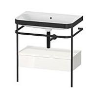Duravit Happy D.2 Plus combinaison lavabo pour meuble HP4742N2222 77,5 x 49 cm, sans trou pour robinetterie, blanc brillant, avec console en métal