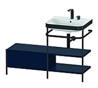 Duravit Happy D.2 Plus combinaison lavabo pour meuble HP4745E9898 120 x 49 cm, 2 trous pour robinet, bleu nuit satiné, avec console en métal