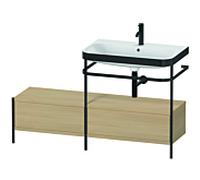 Combinaison lavabo pour meuble Duravit Happy D.2 Plus HP4757O7171 140x49cm, avec console en métal, 1 trou pour robinetterie, chêne méditerranéen