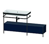 Duravit Happy D.2 Plus combinaison lavabo pour meuble HP4763N9898 160x49cm, avec console en métal, sans trou pour robinetterie, finition satinée bleu nuit