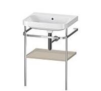 Duravit Happy D.2 Plus combinaison lavabo pour meuble HP4835N6060 57,5 x 49 cm, sans trou pour robinetterie, finition taupe satiné, avec console en métal
