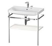 Duravit Happy D.2 Plus combinaison lavabo pour meuble HP4837E2222 77,5 x 49 cm, 2 trous pour robinetterie, blanc brillant, avec console en métal