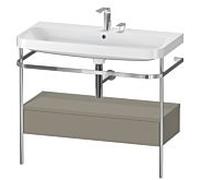 Duravit Happy D.2 Plus combinaison lavabo pour meuble HP4843E9292 97,5 x 49 cm, 2 trous pour robinetterie, finition gris pierre satiné, avec console en métal