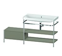 Duravit Happy D.2 Plus combinaison lavabo pour meuble HP4848N9292 160 x 49 cm, sans trou pour robinetterie, finition gris pierre satiné, avec console en métal