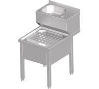 Combinaison lave-mains et déversoir, 500x700x850 mm, avec grille d'appui rabattable, avec rebord, soudée