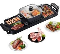Combiné barbecue-casserole électrique, sans fumée, revêtement antiadhésif, portable