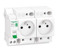 Combiné disjoncteur + double prise de courant embrochables XE SCHNEIDER