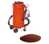 Combiné Sableuse Aérogommeuse Aspirateur mobile 106L intérieur/extérieur + Sac 25kgs d'Abrasif Garnet Mesh 80
