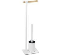 Combiné Wc 2en1, Brosse Wc Et Dérouleur Papier Toilette, Macao, Acier, 21x70,5x15 Cm, Blanc Mat - Bois - Wenko