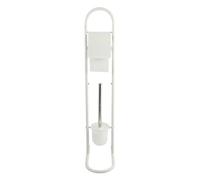 MSV Garniture de WC sur pied Brosse à WC Brosse à WC en acier inoxydable blanc 15,7x29x79cm