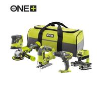Combo 4 outils : perceuse + scie sauteuse + meuleuse + ponceuse triangulaire, 2 batteries 5 et 2 Ah, 1 chargeur + sac de transport