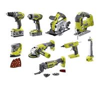 Combo 9 outils sans fil RYOBI ONE+ - 2 batteries 5 et 2 Ah, chargeur rapide, 2 sacs de transport