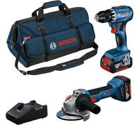 Bosch - Set perceuse-visseuse GSR 185-LI et meuleuse d’angle GWS 18V-8 125 mm sans fil 18V, 2 batteries 4,0 Ah Li-lon, chargeur 0615A5007N
