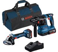 Bosch Kit Combo meuleuse angulaire sans fil GWS 18V-7 + marteau perforateur sans fil GBH 18V-22 avec SDS plus / 2x batterie 4,0 Ah + chargeur incl. sacoche - 0615A50037