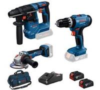 COMBO KIT 3 OUTILS : Perceuse Visseuse à percussions sans fil GSB 18V-25 + Marteau perforateur sans fil GBH 18V-18 + Meuleuse angulaire sans fil GWS 18V-8 + batteries GBA 2 x4,0Ah + chargeur GAL 18V-4