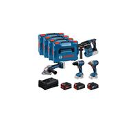 COMBO KIT 4 OUTILS : GSR 18V-65 + GDX 18V-285 + GBH 18V-26 + GWS 18V-11 + GBA 18V 2x5,0Ah + 1x EXBA 18V 5,5Ah + GAL 12V/18V-80 L - BOSCH - 0615A500BJ