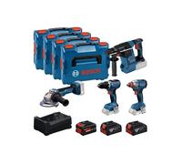 COMBO KIT 4 OUTILS : GSR 18V-65 + GDX 18V-285 + GBH 18V-26 + GWS 18V-11 + GBA 18V 2x5,0Ah + 1x EXBA 18V 5,5Ah + GAL 12V/18V-80 L - BOSCH - 0615A500BJ