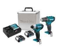 Ensemble de machines MAKITA AKU - tournevis DF333 et ynamométrique TD110 en coffret aluminium CLX224X
