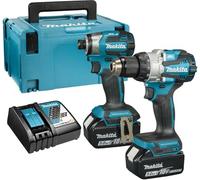 Makita DLX2528TJ 18 V Li-ion Batterie Perceuse À Percussion/visseuse (DHP489) & Visseuse À Percussion (DTD173) Kit Combiné (2x Batterie 5,0 Ah) Dans Mbox