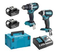Makita DLX2189TJ Pack Sans-fil - 18 V Li-ion - Visseuse Perceuse (DDF484) Et Perceuse Visseuse À Percussion (DTD153) - 2 Batteries 5,0 Ah - Mbox - Brushless