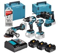 Combopack 4 outils 18V (3x5.0 Ah) (DDF489 + DTD173 + DGA504 + DHR243) - MAKITA DLX4196JX1